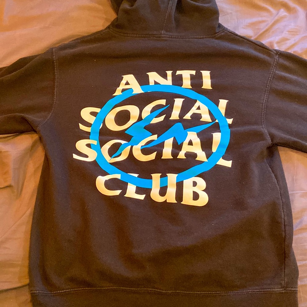 Anti social social club hoodie black and blue